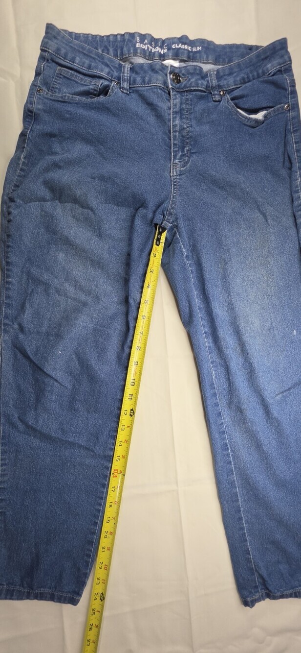 Basic Editions Women's Jeans Classic Slims Straight Leg Blue Size 12 Sku 243